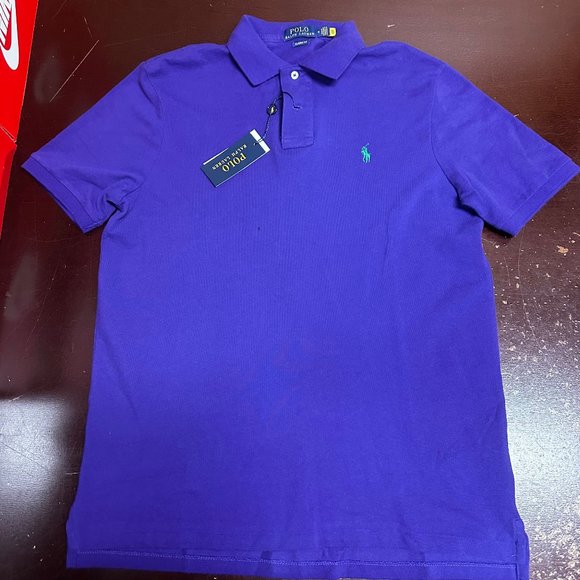 Polo Ralph Lauren Mens Blue Short Sleeve Collared Classic Fit Shirt Size Medium
